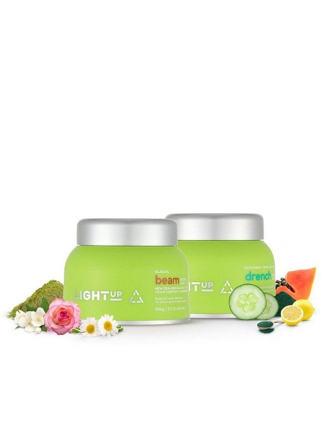 Light Up - Unmask The Glow Multimasking Set With Beam Glacial Glow Mud Face Mask (100 Gm) & Drench Hydrating Jelly Mask (100 Ml) For Quick Brightening Hydration & Exfoliation - Image 1