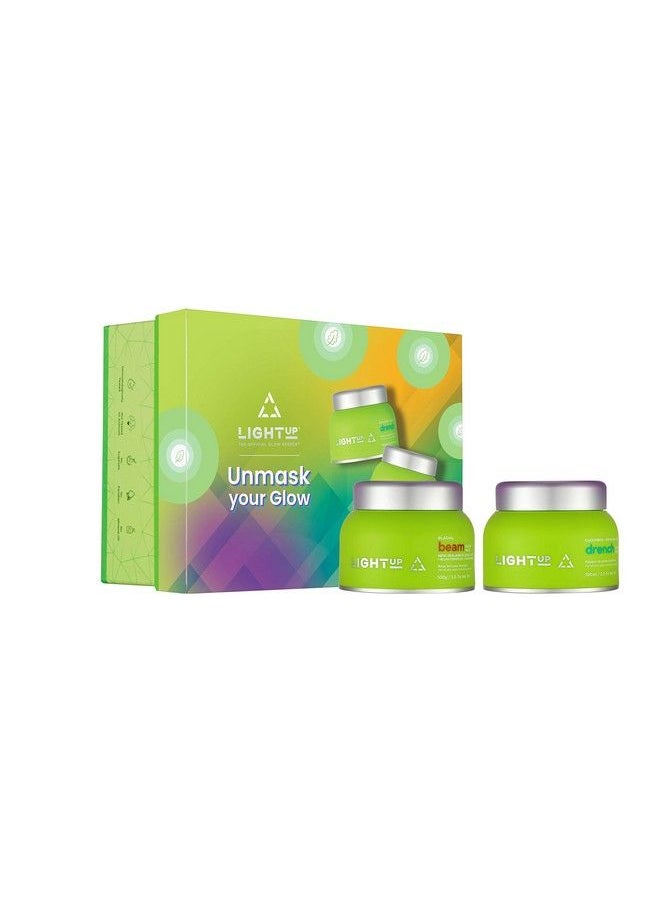 Light Up - Unmask The Glow Multimasking Set With Beam Glacial Glow Mud Face Mask (100 Gm) & Drench Hydrating Jelly Mask (100 Ml) For Quick Brightening Hydration & Exfoliation - Image 1