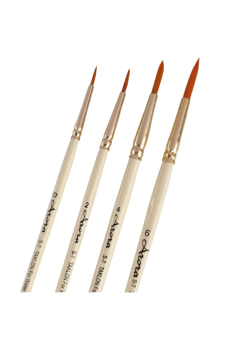 Arora Arora 4pc Round Painting Brush Set for Watercolor and Acrylic Painting(Wood)  - Image 1