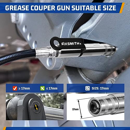 FIXSMITH Grease Gun Coupler, Heavy Duty Strong Quick Release Grease Gun Tips Locking, 10000 PSI High Pressure Locking Grease Gun Tips, Compatible with All Grease Guns 1/8" NPT Fittings - Image 5