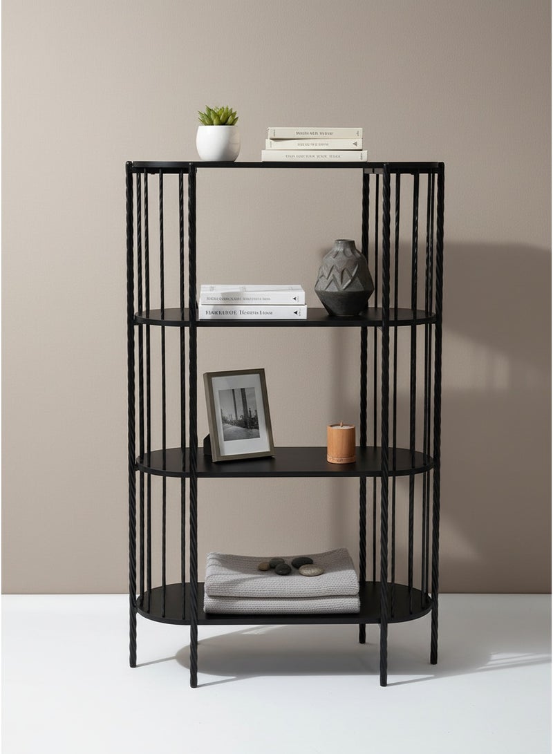 ليفينج منظم رفوف عصري بأربعة رفوف خشبية وستاند معدني أنيق - Image 2