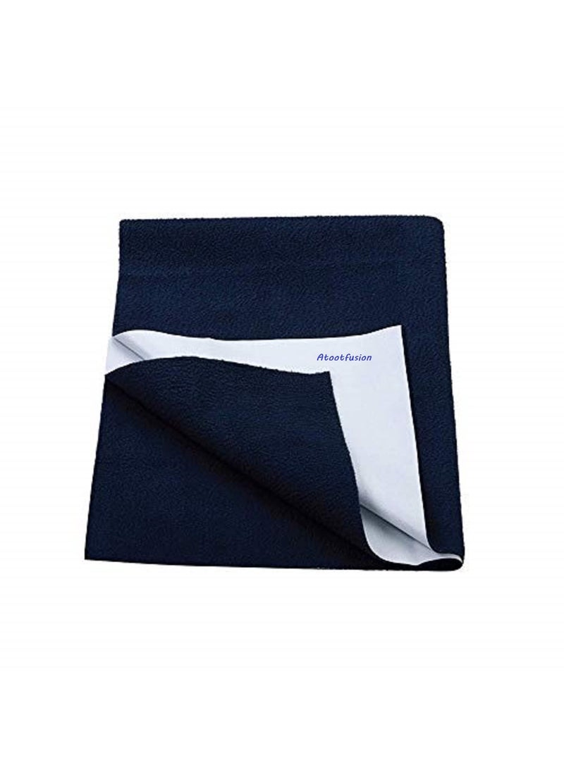ATOOTFUSION Baby Dry Sheet Water Resistant Bed Protector Washable Waterproof Mattress Protector Urine Bedwetting Reusable Mat for Toddler Underpad Sheet for Incontinence Large 55x39 Navy Blue  - Image 2