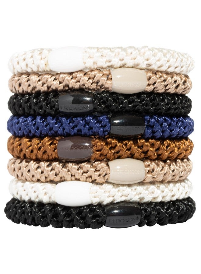 إل.إريكسون ربطات شعر كلاسيكية من Grab & Go Pony - عبوة من 8 قطع - مزيج محايد من الأسود والأبيض والبيج - Image 1