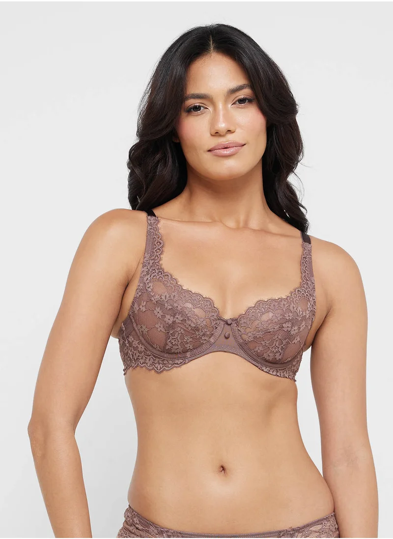 هانك مولر Lace Plunge Neck Bra