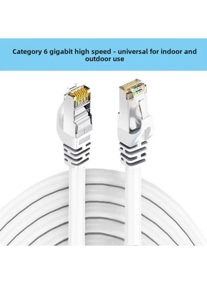 Generic Gigabit Super Six Kinds Of Ultra-fast Network Cable Household 1m5m10m20m Outdoor High-speed Crystal Head Router Network Cable-Color:Gigabit Category 6 White -Line Length:100m  - Image 1