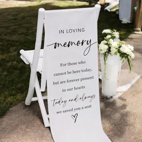 SIXEIGHT Reserved Memorial Wedding Chair Sign, In Loving Memory Linen Wedding Sign for Chair, Save a Seat for Someone In Heaven, Reserved Seating Decoration for Weddings Parties, 50 x 15 Inch-A12 - Image 5