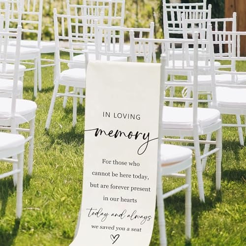 SIXEIGHT Reserved Memorial Wedding Chair Sign, In Loving Memory Linen Wedding Sign for Chair, Save a Seat for Someone In Heaven, Reserved Seating Decoration for Weddings Parties, 50 x 15 Inch-A12 - Image 3