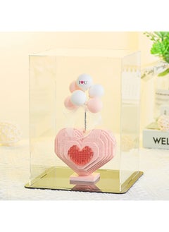 Generic Love Chocolate Astronaut Penholder Building Blocks Micro-Diamond Assembled Toys Men And Women's Birthday Valentine's Day 520 Gifts-Color:6909 Pink Love + Acrylic Cover  - Image 1