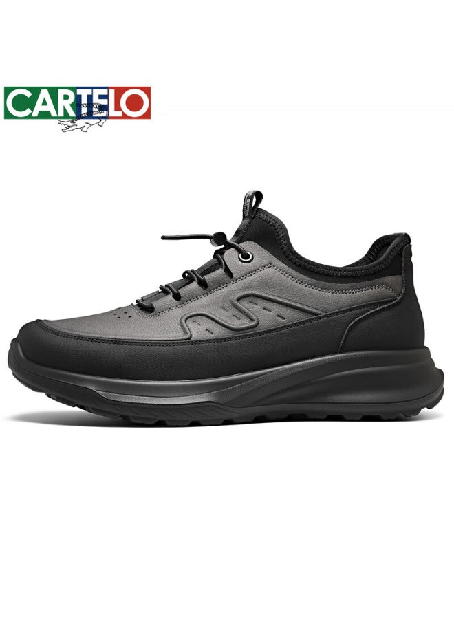 Cartelo Men's Leather Comfortable Versatile Dad Shoes Business Casual Sports Leather Shoes 5228 Rock Gray Size 39 - Image 2