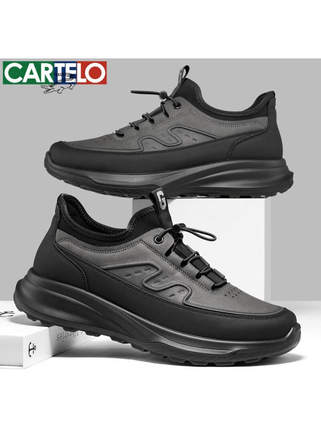 Cartelo Men's Leather Comfortable Versatile Dad Shoes Business Casual Sports Leather Shoes 5228 Rock Gray Size 39 - Image 4