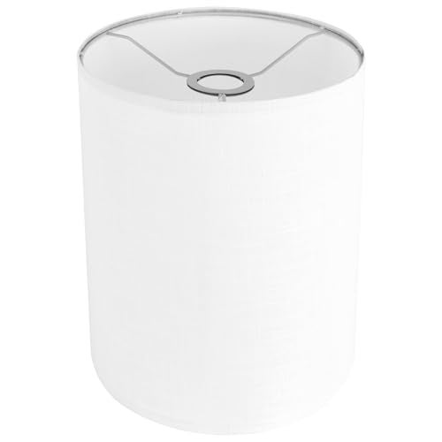 YoflowX White Linen Tall Drum Lampshade 10 Top x 10 Bottom x 13 High Lamp Shade Lamp Shade Replacement for Table and Floor Lamps Pendant Light Handcrafted Lampshade Easy Assembly - Image 1