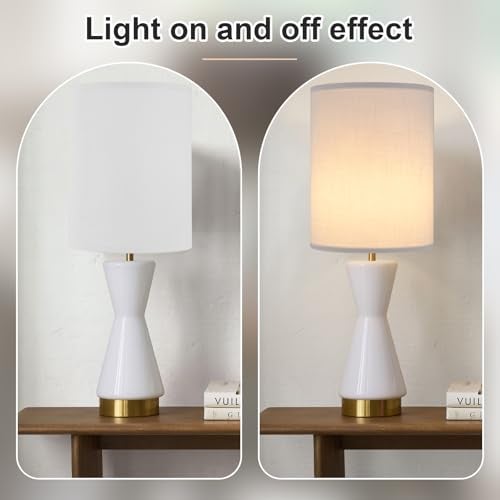 YoflowX White Linen Tall Drum Lampshade 10 Top x 10 Bottom x 13 High Lamp Shade Lamp Shade Replacement for Table and Floor Lamps Pendant Light Handcrafted Lampshade Easy Assembly - Image 3