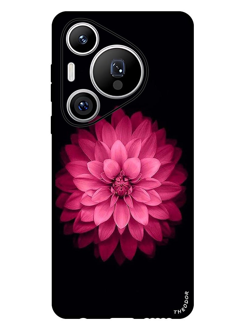 Theodor Protective Case Anti Scratch Shock Proof Bumper Cover For Huawei Pura 70 Pink Flower At Center - Image 1