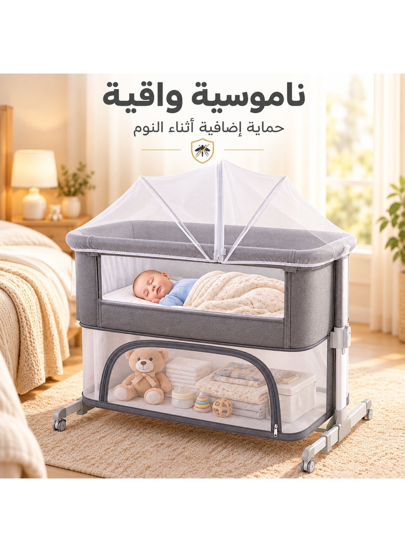 بيليكو سرير نكست تومي Next To Me للأطفال من لطافة – سرير متنقل قابل للطي – ارتفاعات متعددة – هزاز يدوي – ناموسية ومرتبة وشنطة – عجلات مع مكابح - Image 3