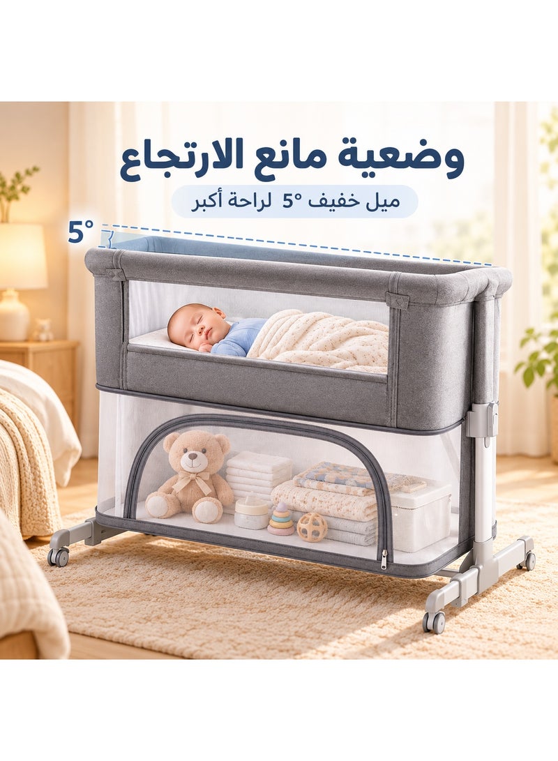 بيليكو سرير نكست تومي Next To Me للأطفال من لطافة – سرير متنقل قابل للطي – ارتفاعات متعددة – هزاز يدوي – ناموسية ومرتبة وشنطة – عجلات مع مكابح - Image 4