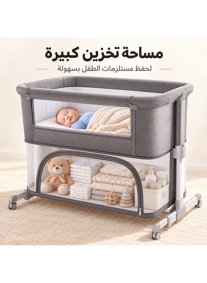 بيليكو سرير نكست تومي Next To Me للأطفال من لطافة – سرير متنقل قابل للطي – ارتفاعات متعددة – هزاز يدوي – ناموسية ومرتبة وشنطة – عجلات مع مكابح - Image 5