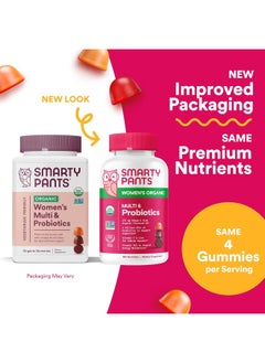 SmartyPants Organic Womens Multivitamin, Daily Gummy Vitamins: Biotin, Probiotics, Vitamin C, D3, B12, Omega 3, & Zinc For Immune Support, Energy, & Hair Skin & Nails, 120 Gummies, 30 Day Supply  - Image 2