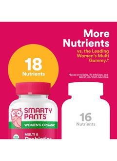 SmartyPants Organic Womens Multivitamin, Daily Gummy Vitamins: Biotin, Probiotics, Vitamin C, D3, B12, Omega 3, & Zinc For Immune Support, Energy, & Hair Skin & Nails, 120 Gummies, 30 Day Supply  - Image 5