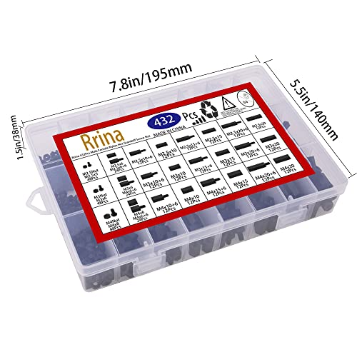 Rrina 432Pcs M2.5 M3 M4 Male Female Nylon Hex Standoff Screw Nut Threaded Pillar PCB Motherboard Assortment Kit - Image 5