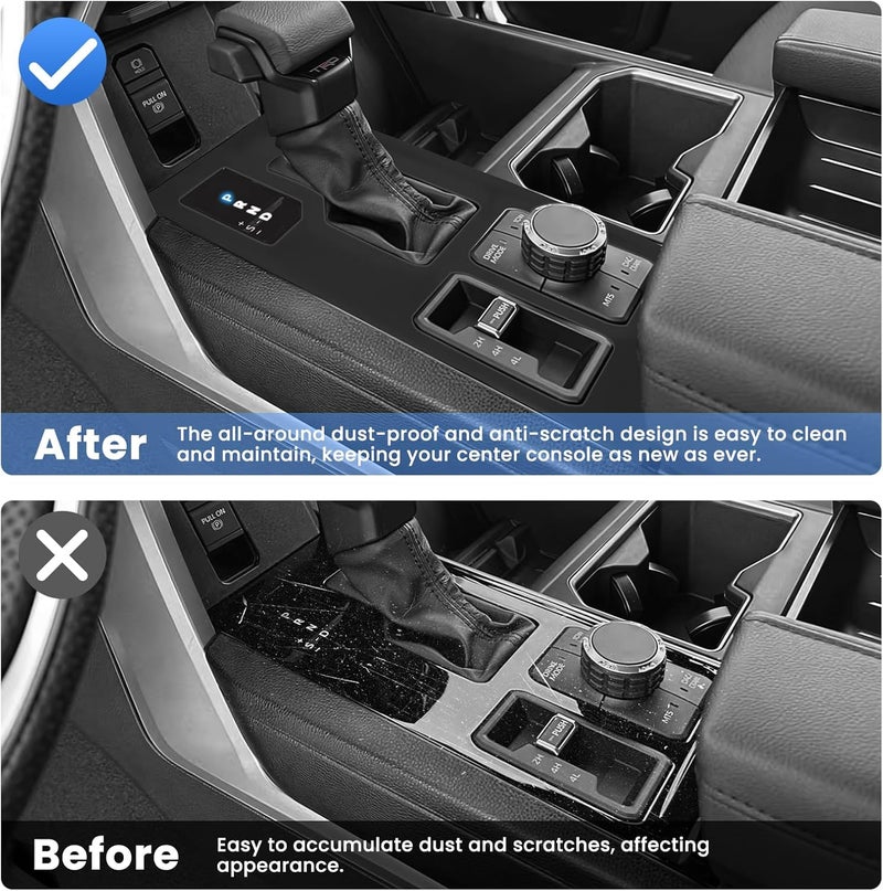 Autorder Central Control Gear Shift Panel Trim Cover for 2022 2023 2024 2025 2026 Toyota Tundra/Sequoia Accessories,Silicone Dashboard Gear Shift Cover Panel for Scratch & Dust Resistant - Black - Image 3
