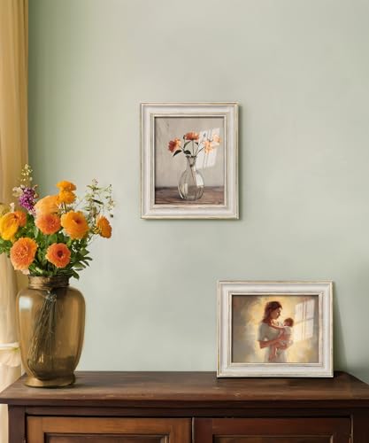 Sonefreiy 8x10 Picture Frame, White Gold Vintage Antique Retro 8 x 10 Photo Frame Desk and Wall Hanging Wedding Gift for Mom Grandma Family Friends - Image 3
