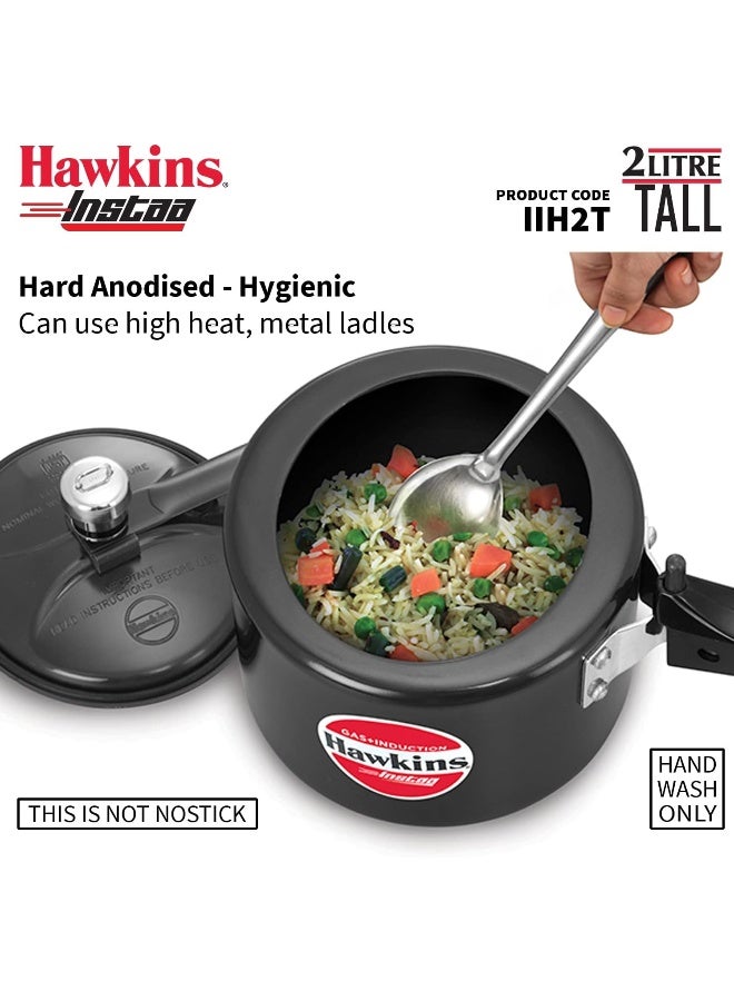 Hawkins 2 Liters Instaa Tall Aluminium Pressure Cooker,Induction Compatible,Black - Image 3