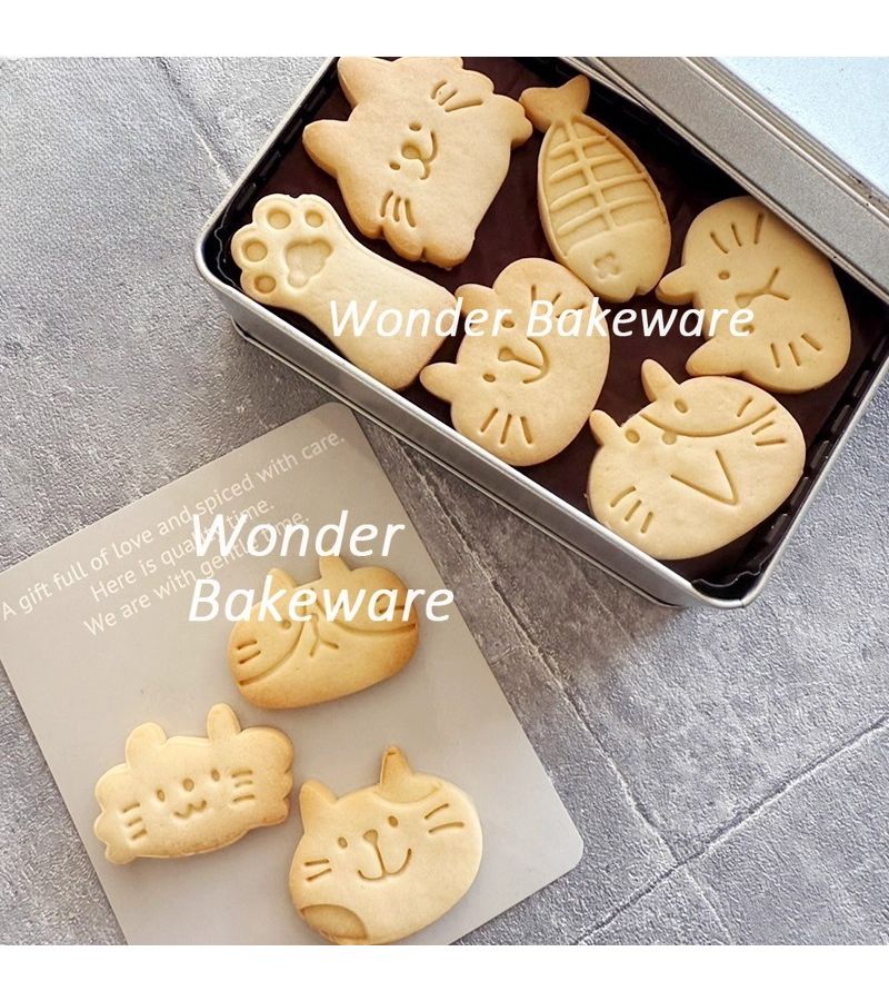 Cat Shaped Cookie Mold With Paw And Fish Bone Design For Fondant Decorating - Image 4