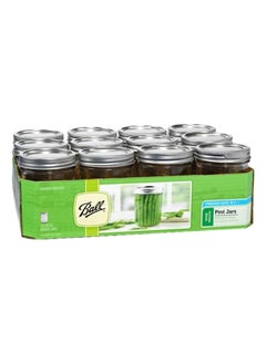 Ball 12-Piece Wide Mouth Dishwasher Safe Glass Mason Jar Set Clear and Silver 473 ml 66000ZFP  - Image 2