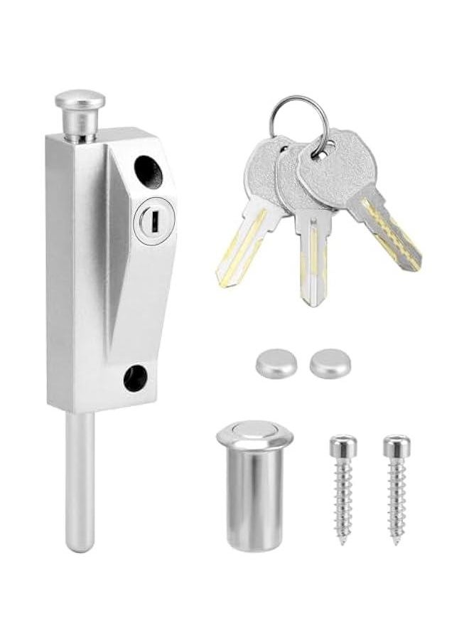 Arabest Sliding Door Lock for Window Glass Patio Doors, Heavy Duty Lock, Silver, with High Bolt Cutter & Hacksaw Resistance  - Image 1