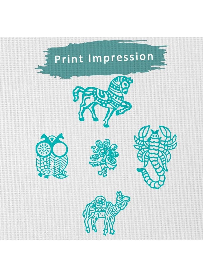 Hashcart | Set of 5 ! Wood Block Stamps - Wooden Blocks for Block Printing Stamp Set, Artistic Shapes Craft Kids Saree Border Fabric Textile Paper Clay Pottery - Image 3