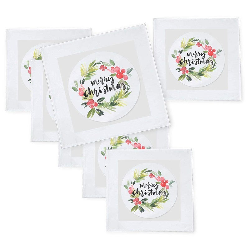 Khakee 6 Pcs Christmas Theme Tafta Silk Table Napkins 10x 10 for Xmas Decoration Christmas OrnamentsChristmas Gift npxmas231P - Image 1