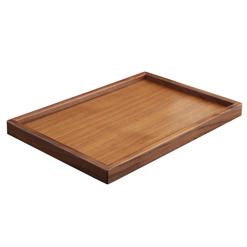 SANZIE Walnut Wooden Tray Desktop Storage Organizer Premium Serving Valet Tray Decorative Tray for Sundries Cosmetics Keys Phone Wallet Cutlery (Walnut Wood) - Image 1