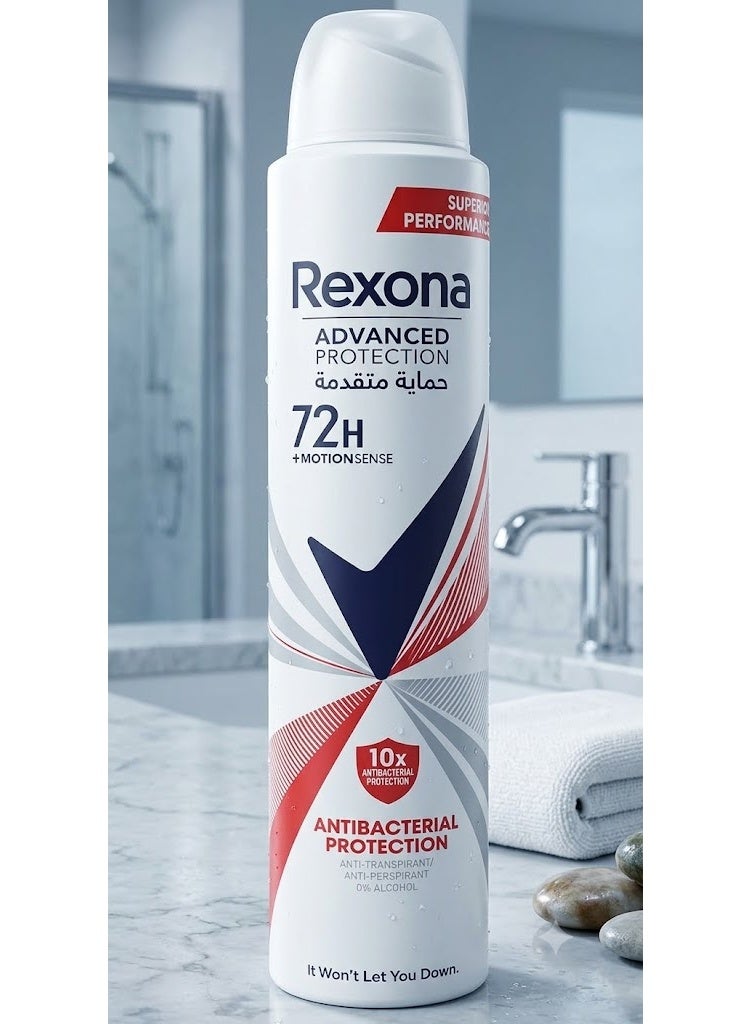 Rexona Advanced Protection 10x Antibacterial Protection Anti-Perspirant Spray, 72H, 0% Alcohol - Image 2