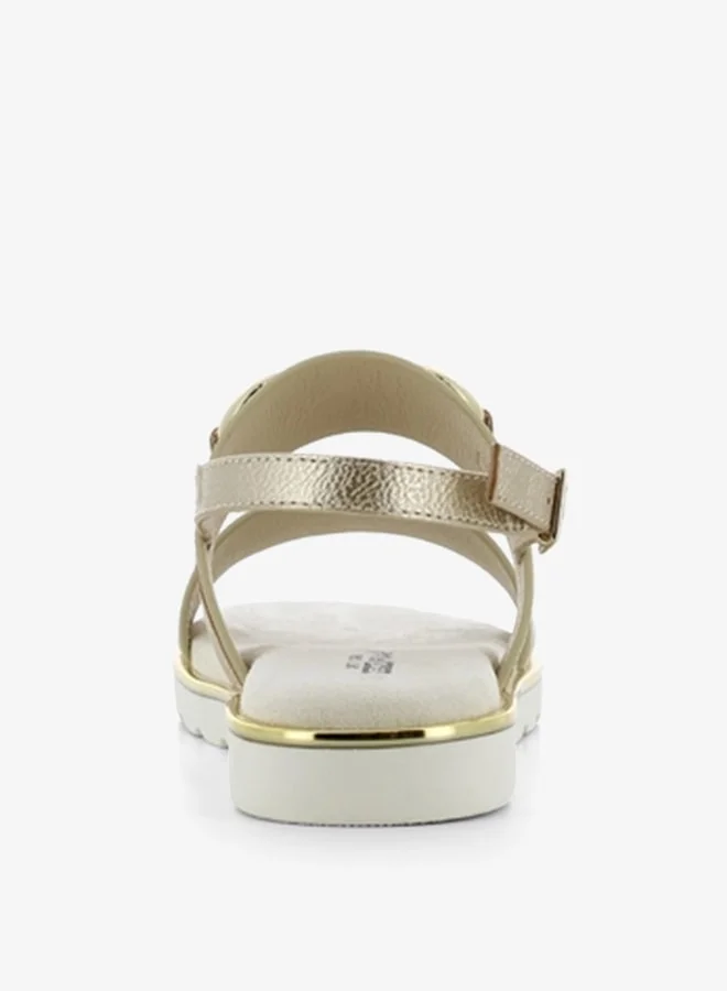 SJ Women's Metallic Accent Open Toe Sandals with Buckle Closure