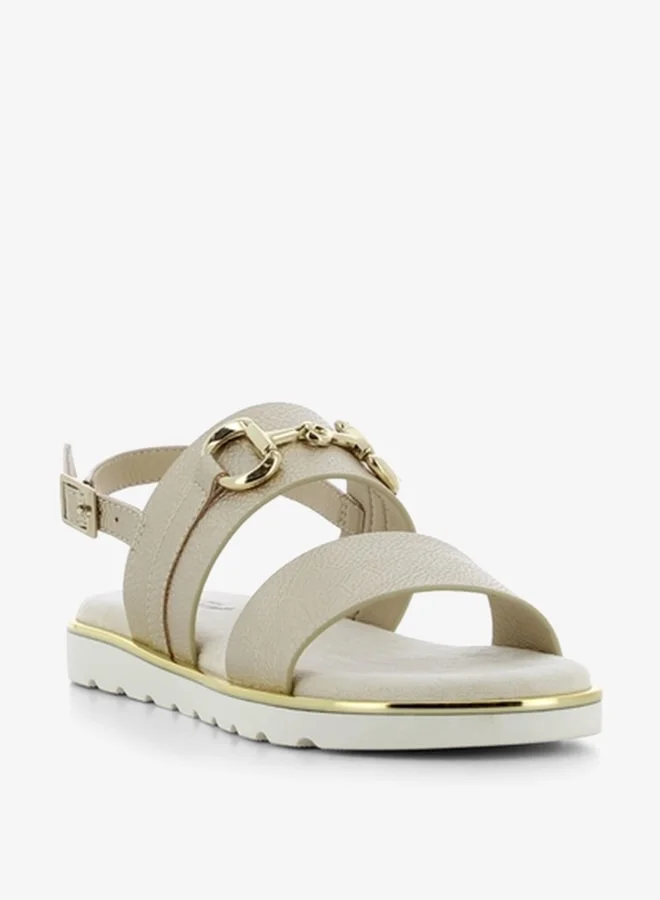 SJ Women's Metallic Accent Open Toe Sandals with Buckle Closure