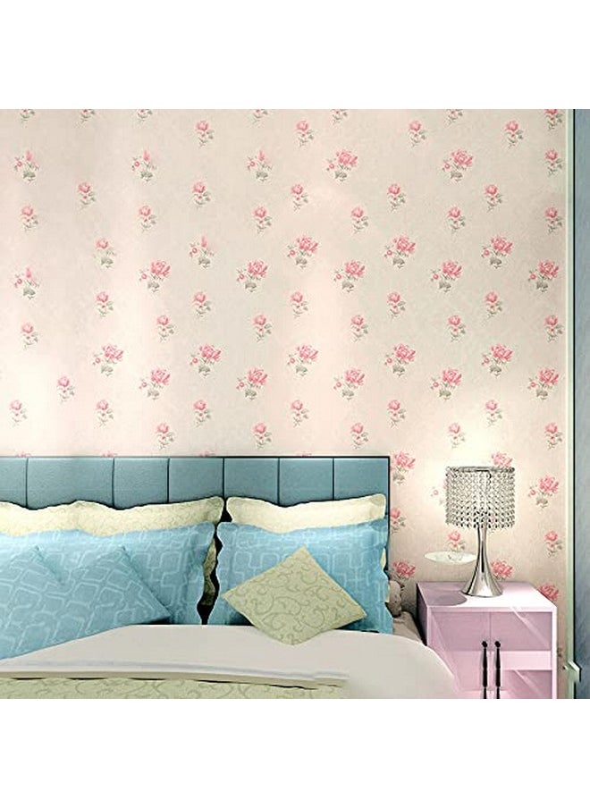 wolpin Wall Stickers Wallpaper for Bedroom Roses (45 x 500 cm) Peony Damask Valentine's Day Decor Love Self Adhesive, Beige