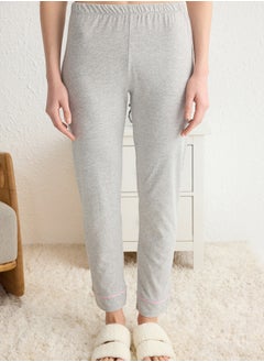 trendyol Gray Cotton Collar Lamb Printed Tight Knitted Pajama Set THMAW22PT0704  - Image 4