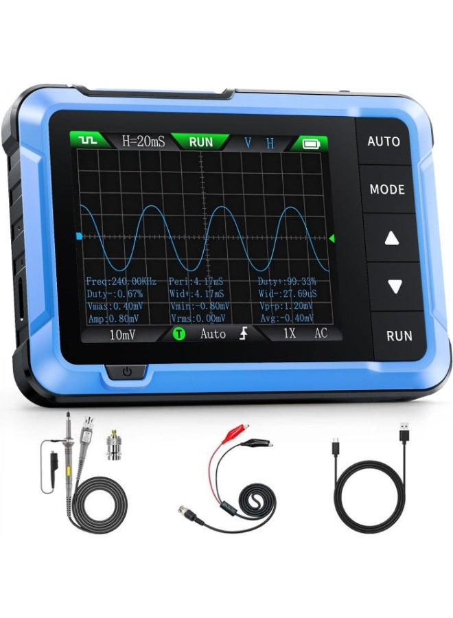 فنيرسي FNIRSI DSO-510 أوسيلوسكوب محمول/جهاز توليد إشارات DDS 2 في 1، أوسيلوسكوب ديجيتال محمول للسيارات بدقة 2.8 إنش TFT، عرض نطاق ترددي 10 ميجاهرتز، معدل أخذ العينات 48 ميجاهرتز في الثانية، وظيفة التحفيز آوتو/فردي بواسطة Skyking - Image 1