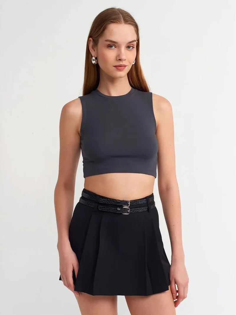 ديلفين Dilvin Sleeveless Crop Top In Cotton Jersey