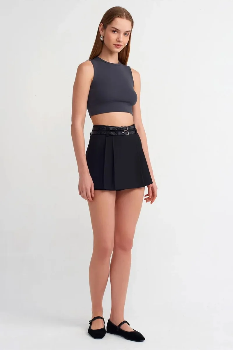 Dilvin Charcoal Grey DILVIN Sleeveless Crop Top In Cotton Jersey for Women | Best Price UAE