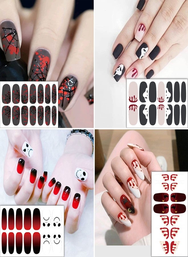 TailaiMei 14 Sheets Halloween Nail Wraps Stickers Nail Polish Strips Self-Adhesive Full Wraps with 2 pcs Nail Files for DIY Nail Art Decals (Bleeding Style) - Image 2