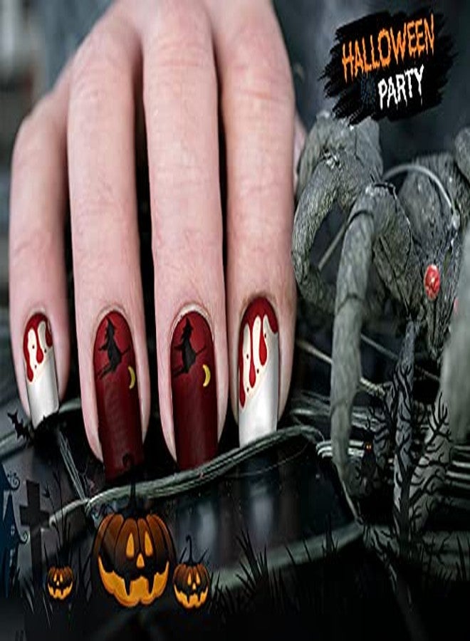 TailaiMei 14 Sheets Halloween Nail Wraps Stickers Nail Polish Strips Self-Adhesive Full Wraps with 2 pcs Nail Files for DIY Nail Art Decals (Bleeding Style) - Image 5