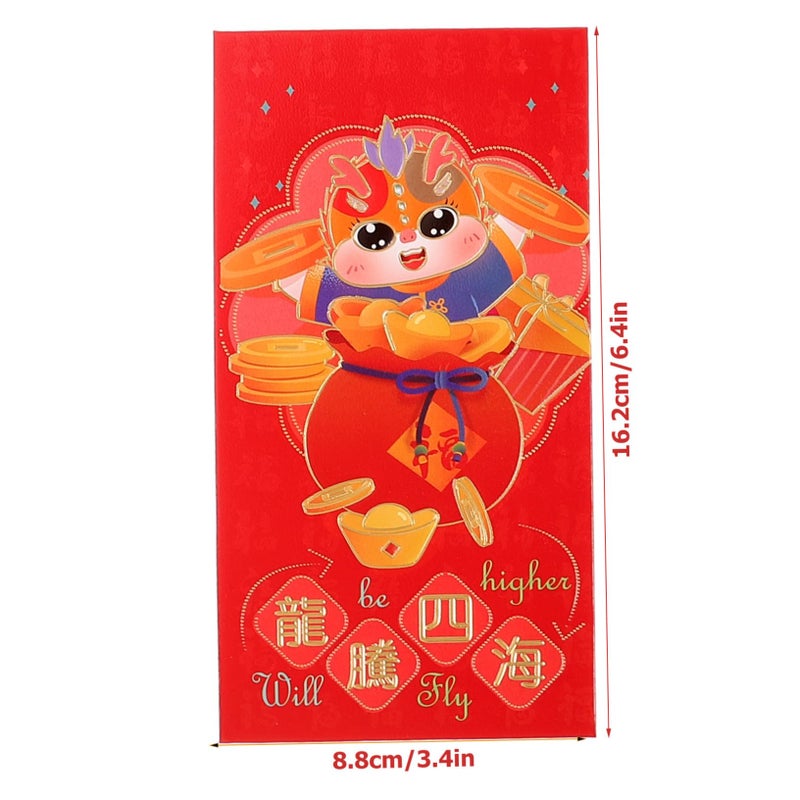 Dragon Printed Chinese Red Envelopes 6pcs Set For Lunar New Year Cash Gifts - Image 3
