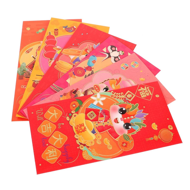 Dragon Printed Chinese Red Envelopes 6pcs Set For Lunar New Year Cash Gifts - Image 2