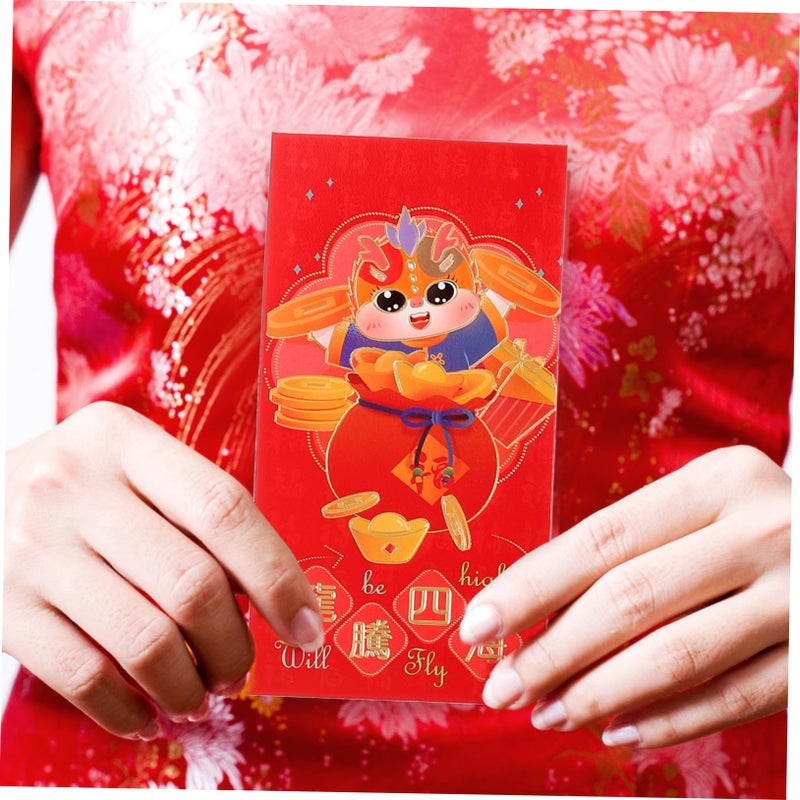 Dragon Printed Chinese Red Envelopes 6pcs Set For Lunar New Year Cash Gifts - Image 5