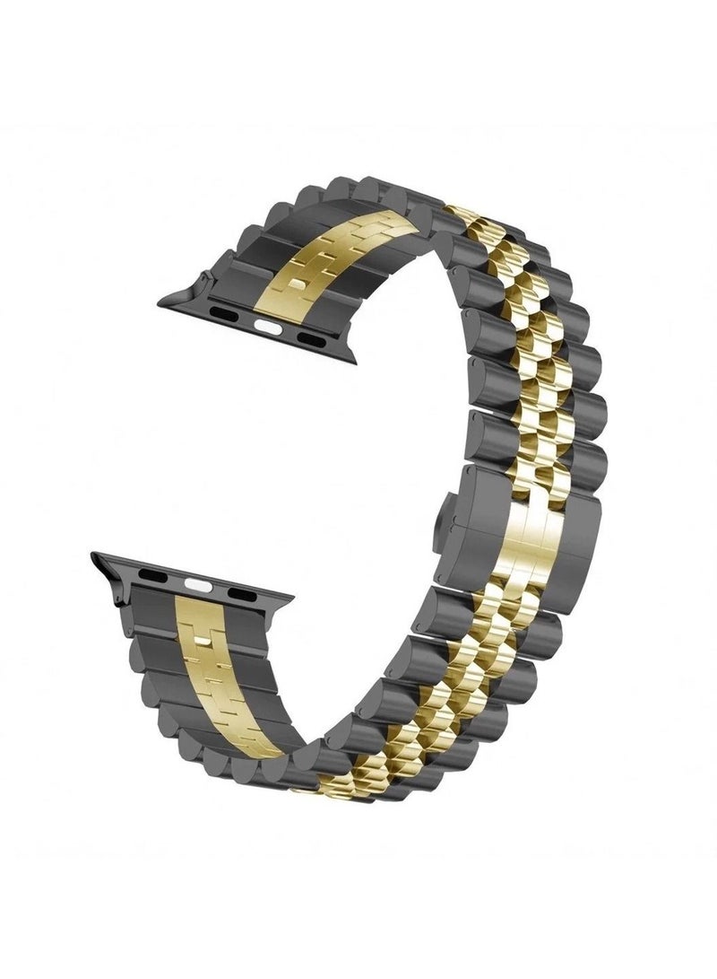 حزام معدني من الفولاذ المقاوم للصدأ متوافق مع ساعة آبل 49mm/45mm/44mm/42mm مع واقي شاشة إضافي | واقي علبة - Image 2