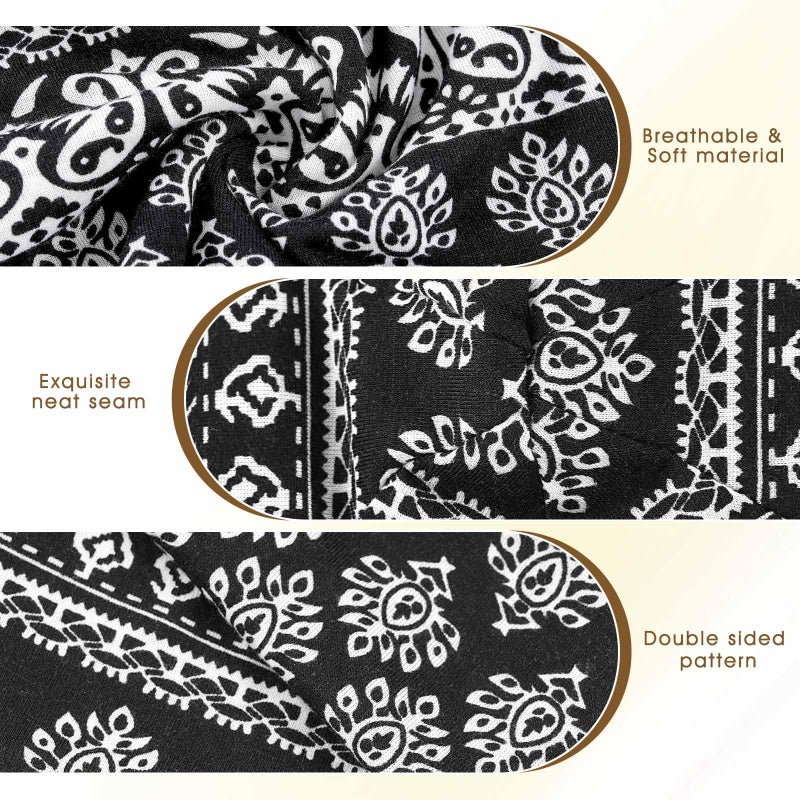 Bohend Bohemian Beanie Hats Headwear Cap Stretch Non Slip Sleep Turbans Hats for Women Men Close top Head Covering (3 Pack) (Cashew Flower Style) Multicolor - Image 4