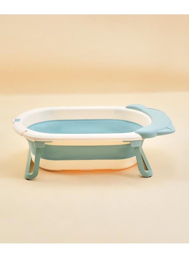 Fab N Funky Kitten Face Printed Bath Tub with Drain Plug, Foldable Design, Non-Slip Gasket, 0 Months+, 86 x 49.5 x 23cm (Unfolded) - Blue - Image 2