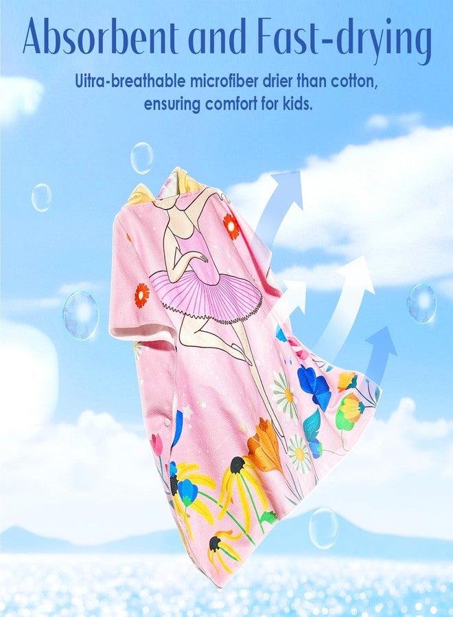 Ythuil Ballet Hooded Towels for Kids, with Backpack, Kids Beach Towel 30"x 25" for 3-10 Years, Ballet Gifts for Girls, Toddler Swim Cover Up & Bath Robe for Beach Pool, Soft Microfiber - Image 3