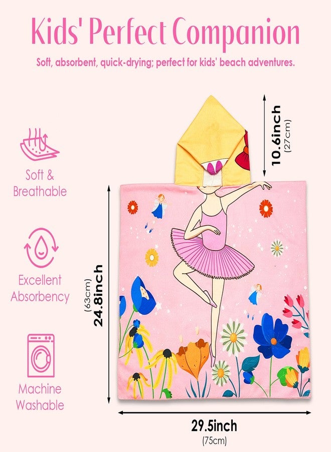 Ythuil Ballet Hooded Towels for Kids, with Backpack, Kids Beach Towel 30"x 25" for 3-10 Years, Ballet Gifts for Girls, Toddler Swim Cover Up & Bath Robe for Beach Pool, Soft Microfiber - Image 2